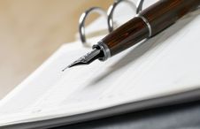 Agenda And Ball Pen Stock Photos