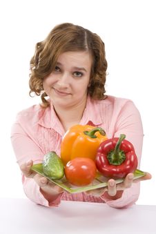 Beautiful Young Woman With Fresh Vegetables. Stock Photography