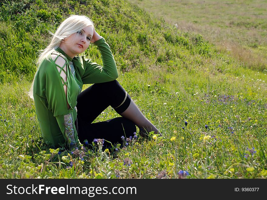 Portrait young and beautiful girl in nature. Khersones. Portrait young and beautiful girl in nature. Khersones