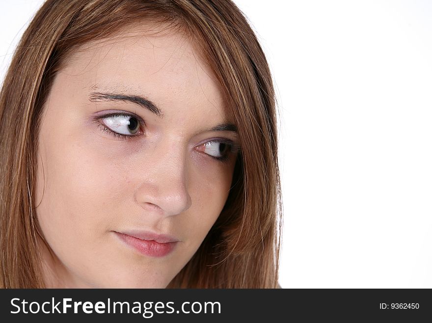 Close up of pretty teenage girl's face and eyes