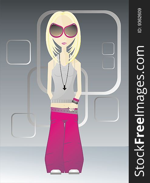 Vector illustration: urban glamourous girl. Vector illustration: urban glamourous girl