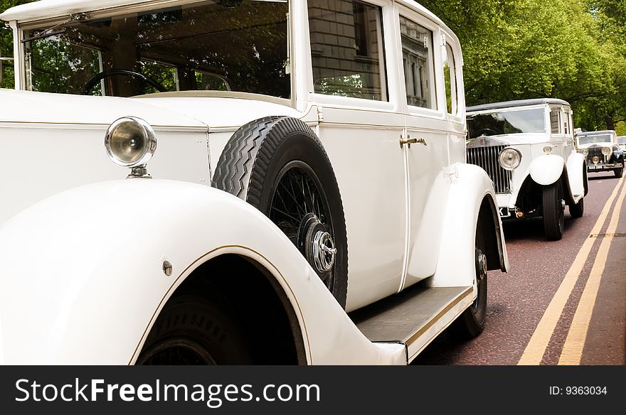 Row of vintage Rolls Royces.