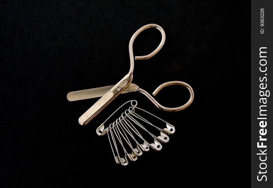 Scissors  and safty pins