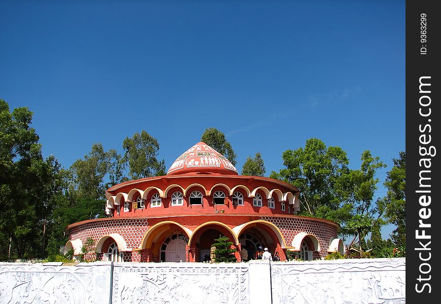 Indian red house with white paintings. Indian red house with white paintings
