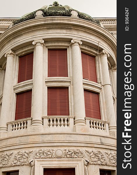 Detail of marble building, The Throne Hall in Bangkok