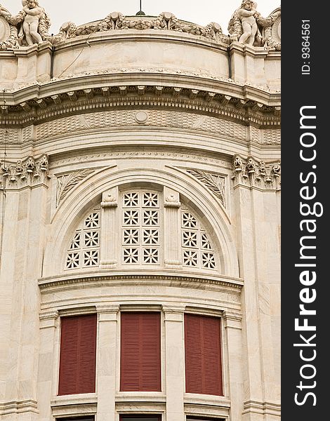 Detail of marble building, The Throne Hall in Bangkok