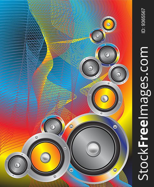 Loudspeakers on a color background. Vector illustration