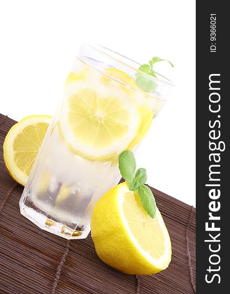 Glass of clean fresh water with lemon