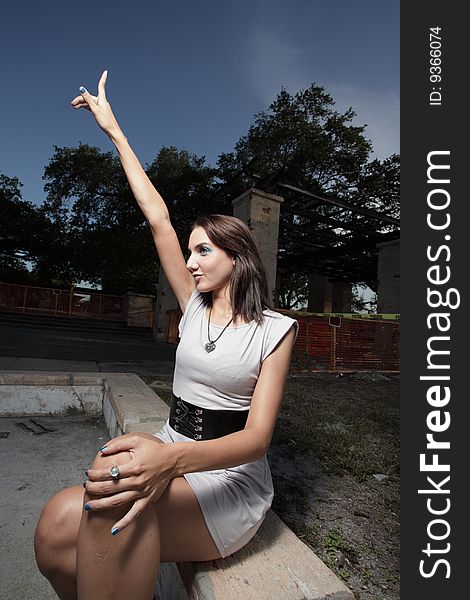 Woman gesturing with her hand