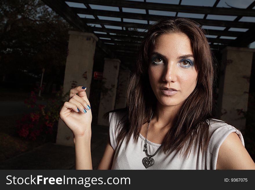 Attractive young woman wearing cosmetics. Attractive young woman wearing cosmetics