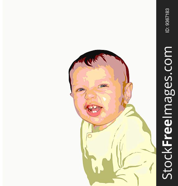 Illustration  of baby  smile  on white background
