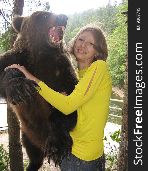 Russian Girl With Large Bear