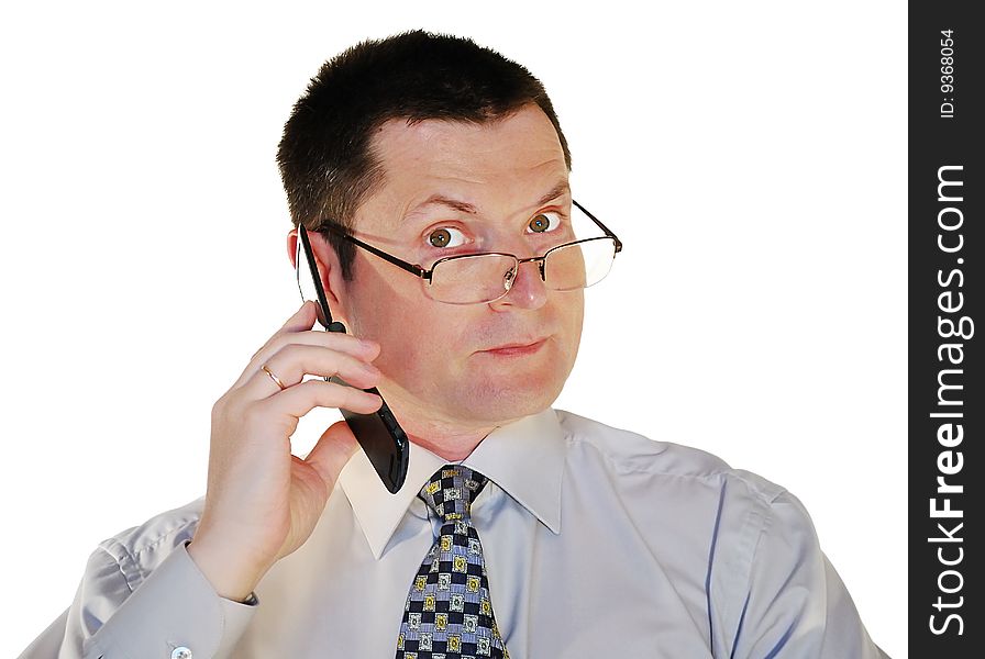 Man In Glasses With A Cell Phone