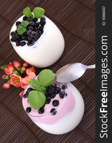 Blueberries in yogurt sweet diet