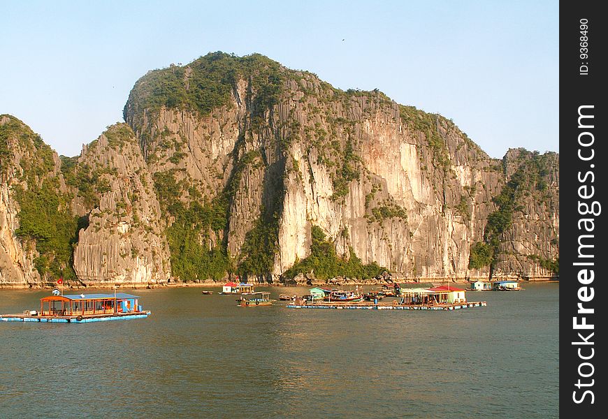 Floating village on the Halong Bay, Vietnam