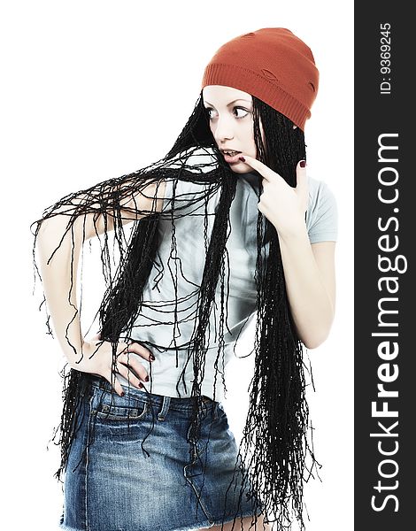 Portrait of beautiful girl with great dreadlocks. Portrait of beautiful girl with great dreadlocks.
