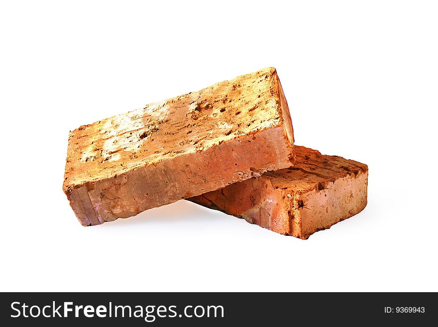 Two bricks on the white background. Two bricks on the white background.