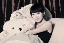 Asian Girl Watching TV Royalty Free Stock Images Asian Girl Watching TV Royalty Free Stock Images