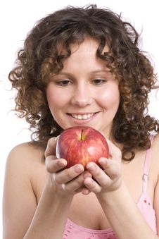 Woman With Apple. Stock Photography