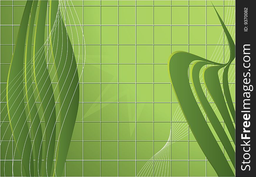 Green abstract background with waves