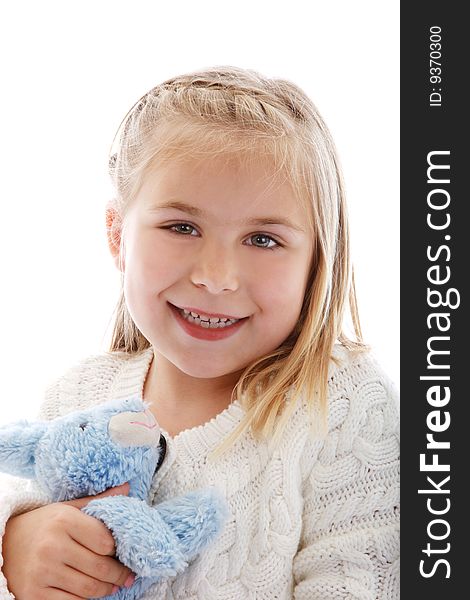 Cute Little Girl Wearing A White Sweater