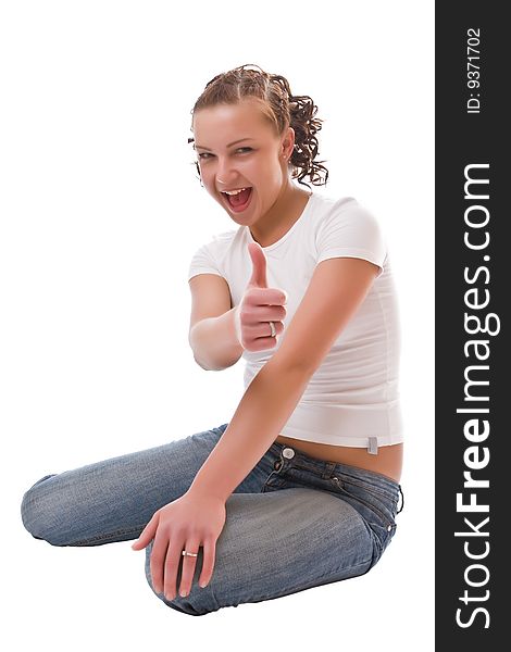 Successful girl isolated on a white background