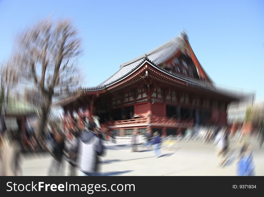 The building of a temple in japan.