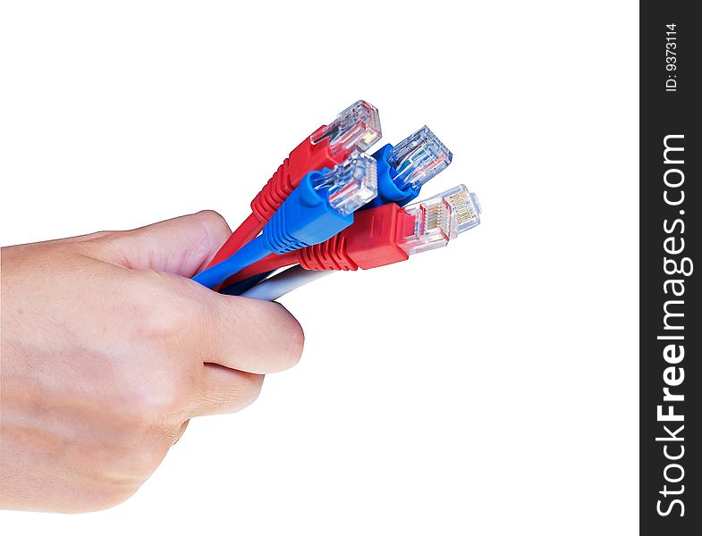 Hand Holding Net Cables