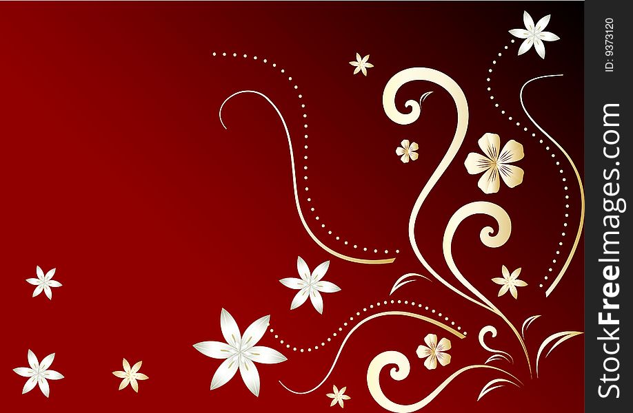 Red abstract floral background, vector illustration