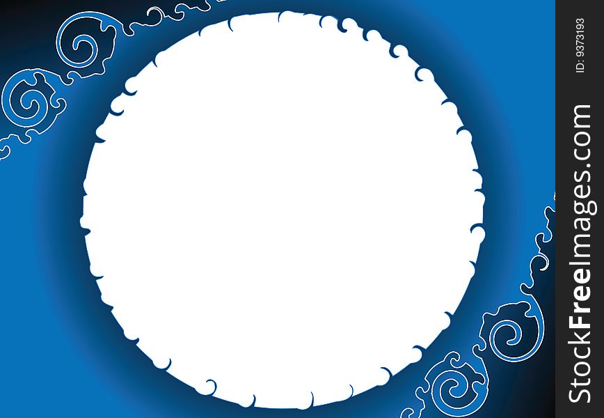Blue backgound with two curly corners and round place for text.
Good for presentations background or postcards. Blue backgound with two curly corners and round place for text.
Good for presentations background or postcards.