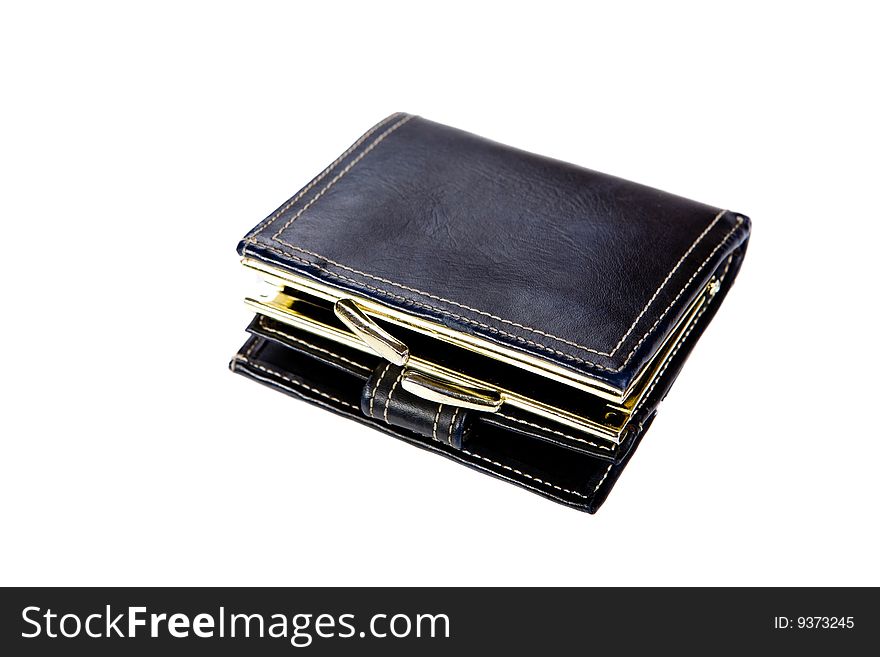 Black wallet on white background. Black wallet on white background