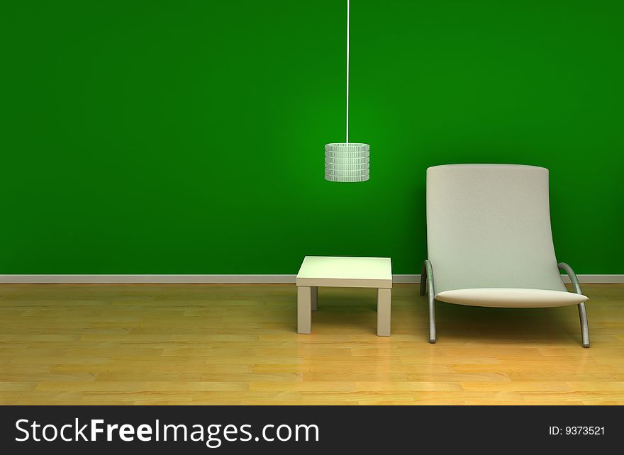 Room with green wall and furniture. Room with green wall and furniture
