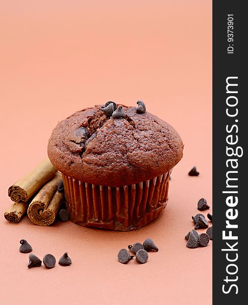 Chocolate Muffin with cinnamon and drop of chocolate