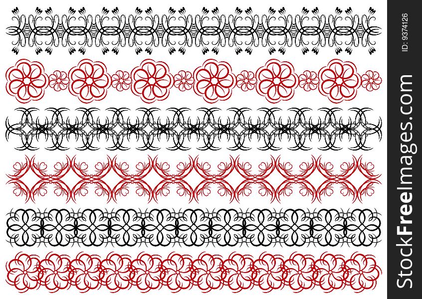 Six decorative lines,  vector