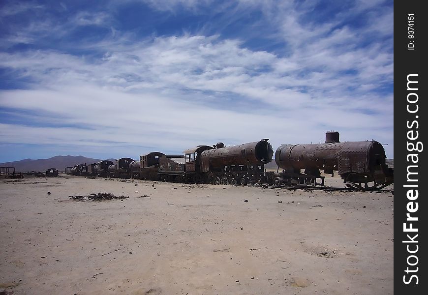 Abandoned locomotive at the desert