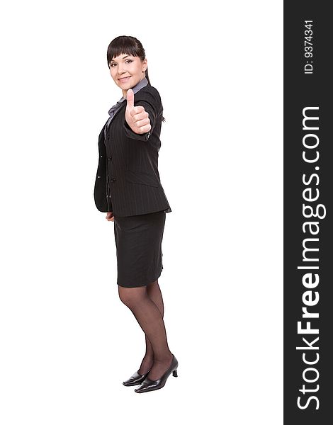 Young businesswoman over white background