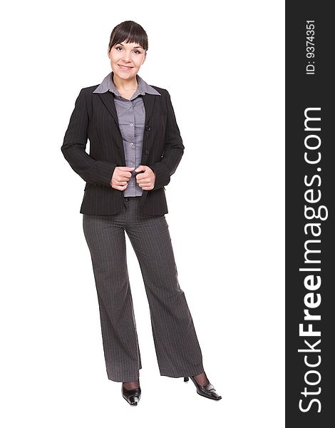 Young businesswoman over white background