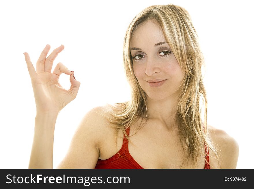 Woman Making  OK  Hand Gesture