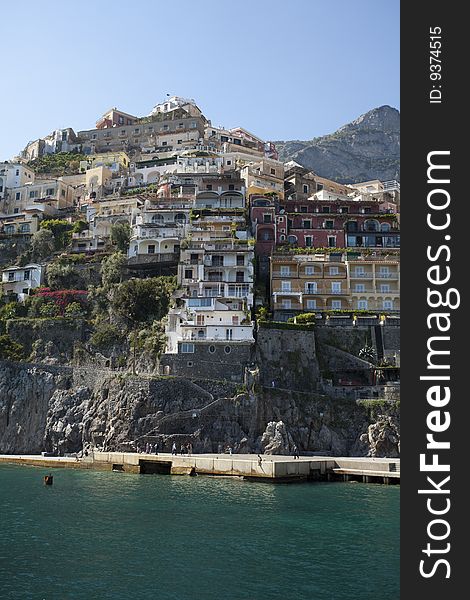 City of Positano, Amalfi Coast, Italy. View from water. City of Positano, Amalfi Coast, Italy. View from water.