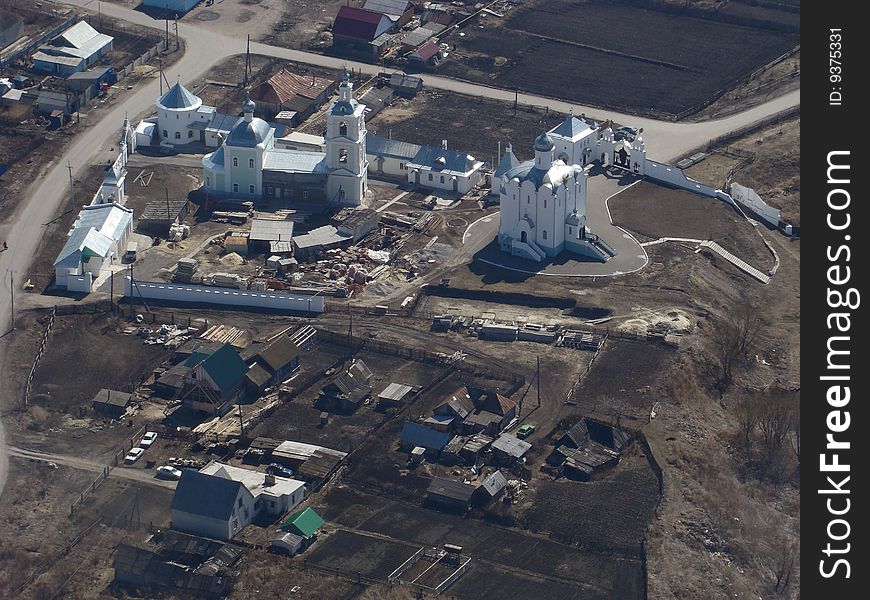 Russian village from height of the bird's flight