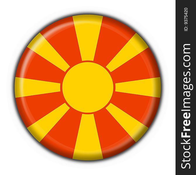 Macedonia button flag - 3d made. Macedonia button flag - 3d made