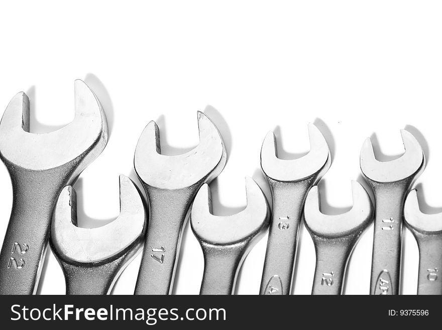 Set of wrenches on a white background is isolated