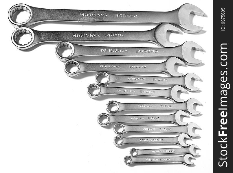 Set of wrenches on a white background is isolated
