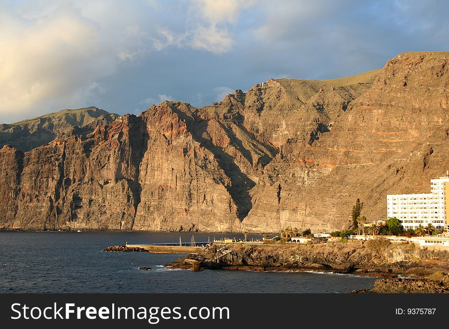 Sunset on Cliffs of the Los Gigantes (Acantilados de los Gigantes) Tenerife, Spain