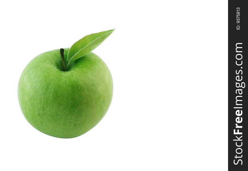 Fresh green apple on white background