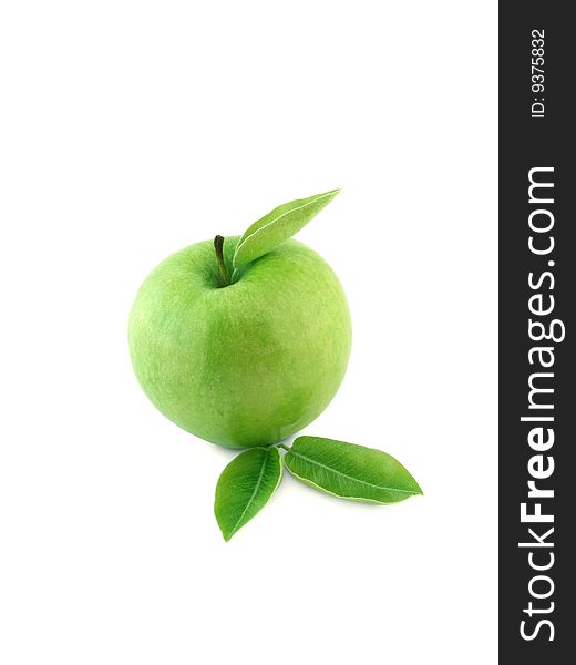 Fresh green apple on white background