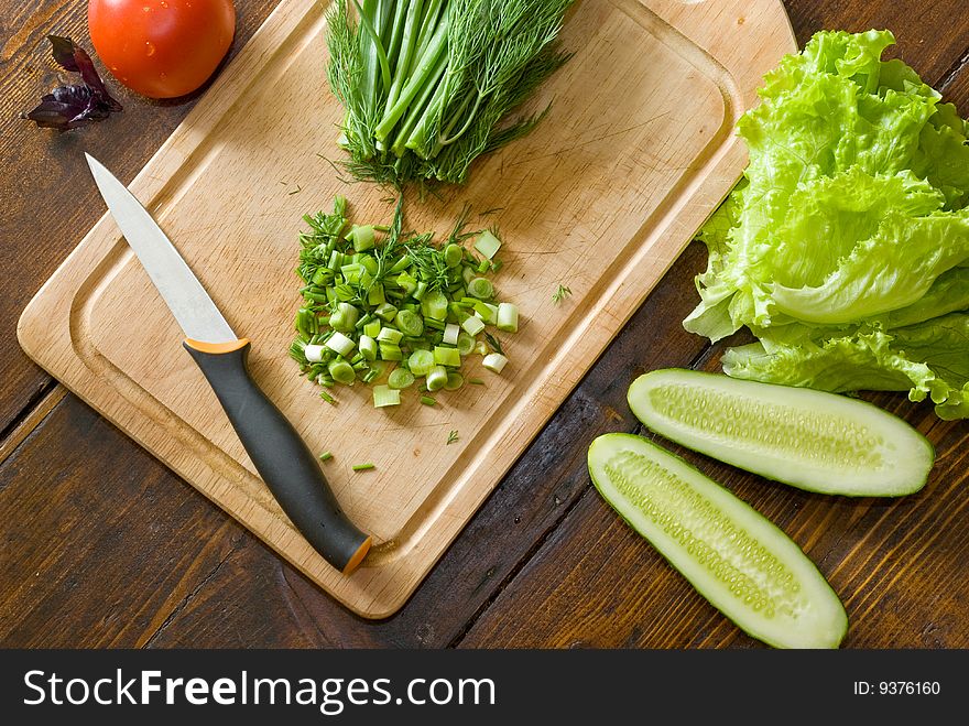 Ingredients for preparing fresh salad. Ingredients for preparing fresh salad