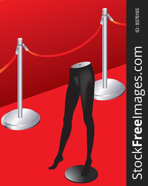 Vector illustration of Red carpet and model