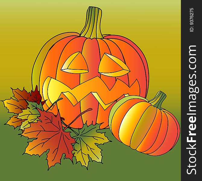 Vector illustration of Halloween pumpkins