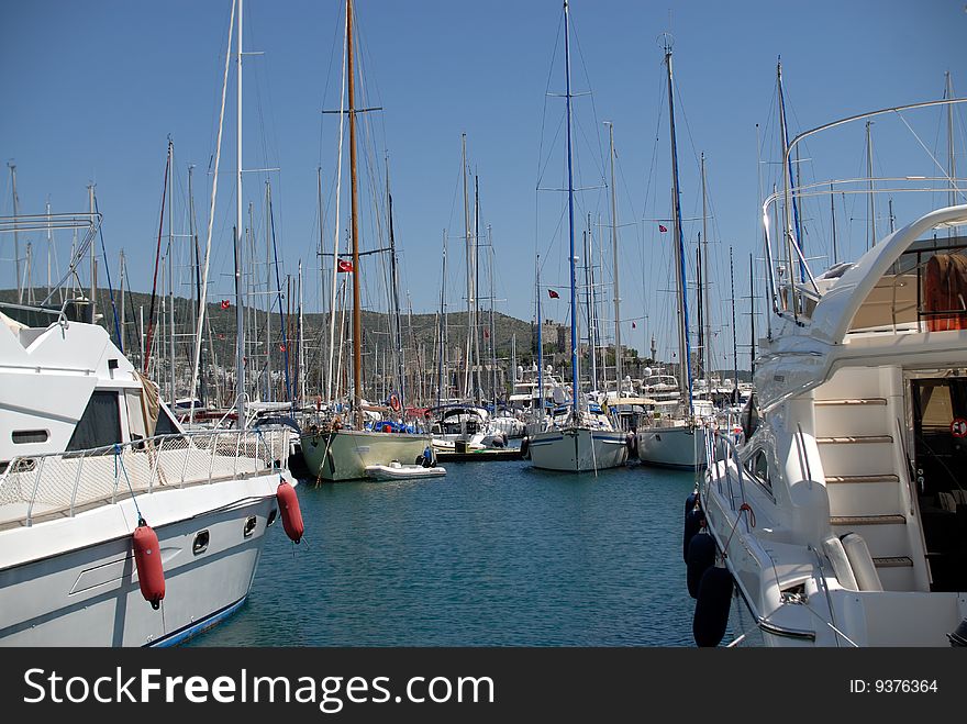 Sailboats at the bodrum yacht marina. Sailboats at the bodrum yacht marina